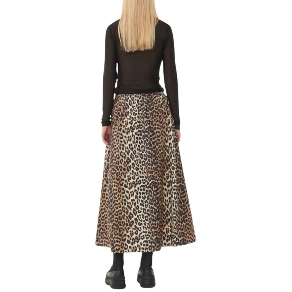 NWT Ganni Leopard Print Organic Cotton Skirt Size EU 36 / US 4 - Picture 5 of 12